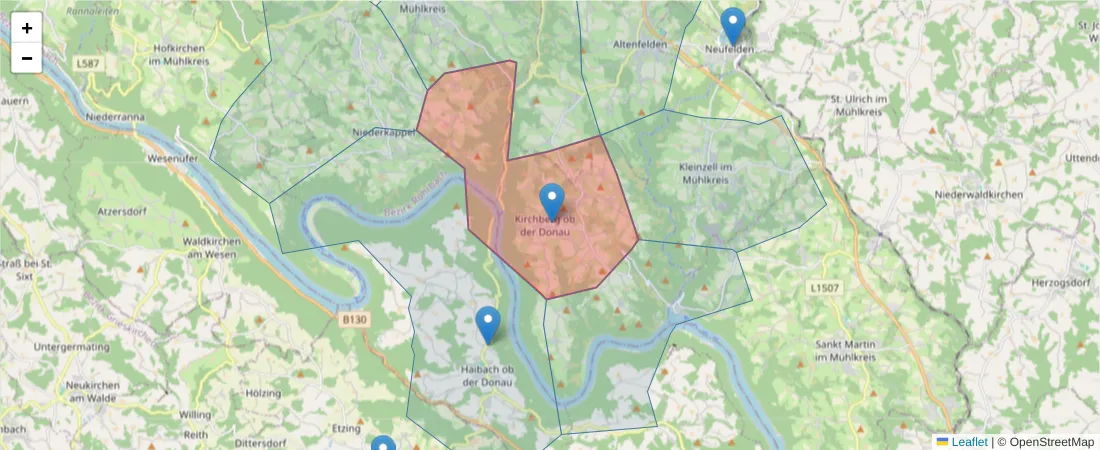 Karte des Postleitzahlen Bereichs  und der umliegenden Postleitzahlen in Deutschland