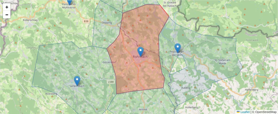 Karte des Postleitzahlen Bereichs  und der umliegenden Postleitzahlen in Deutschland