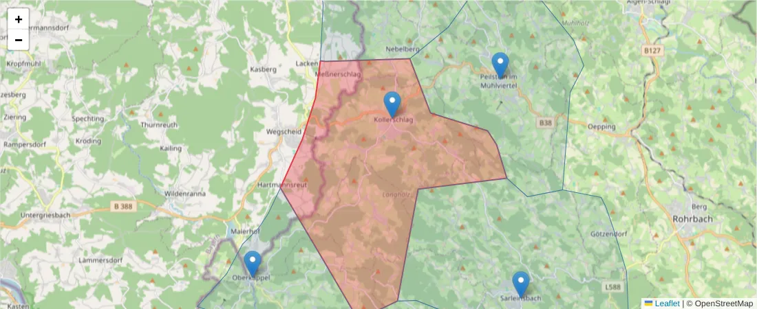 Karte des Postleitzahlen Bereichs  und der umliegenden Postleitzahlen in Deutschland