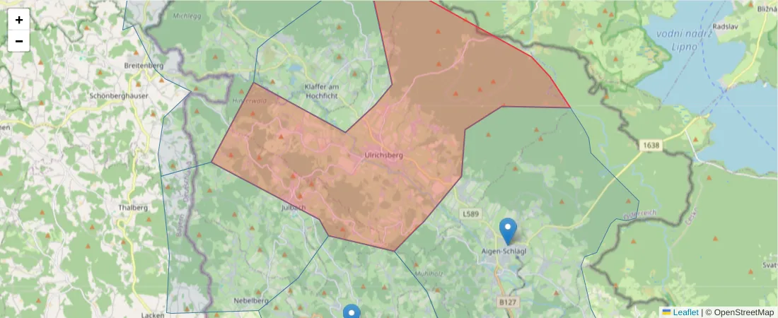 Karte des Postleitzahlen Bereichs  und der umliegenden Postleitzahlen in Deutschland
