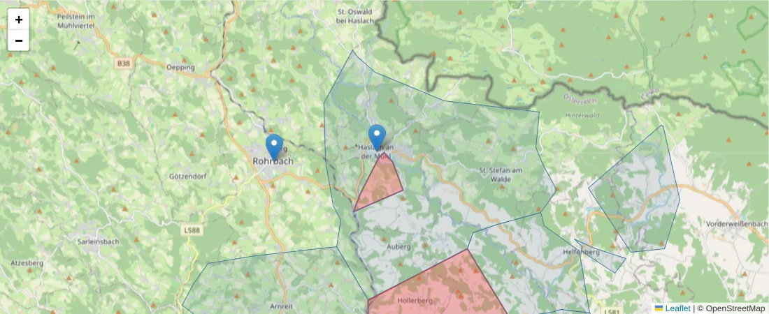 Karte des Postleitzahlen Bereichs  und der umliegenden Postleitzahlen in Deutschland