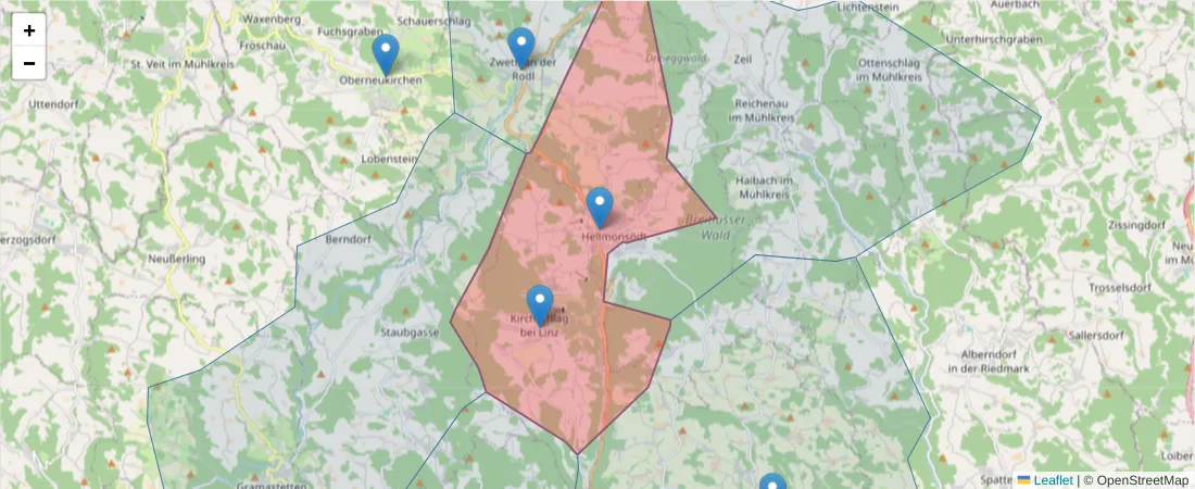 Karte des Postleitzahlen Bereichs  und der umliegenden Postleitzahlen in Deutschland