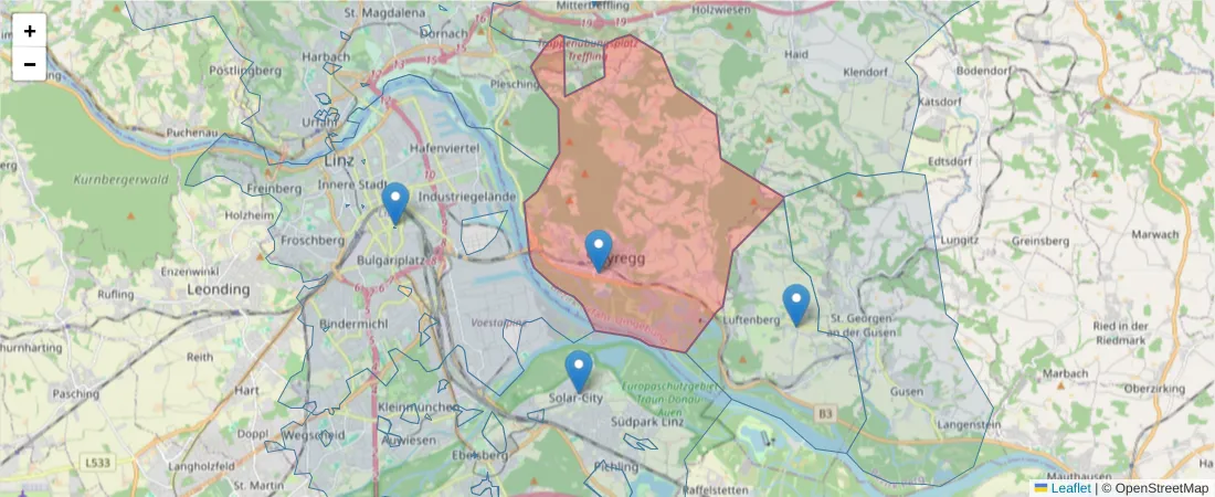 Karte des Postleitzahlen Bereichs  und der umliegenden Postleitzahlen in Deutschland