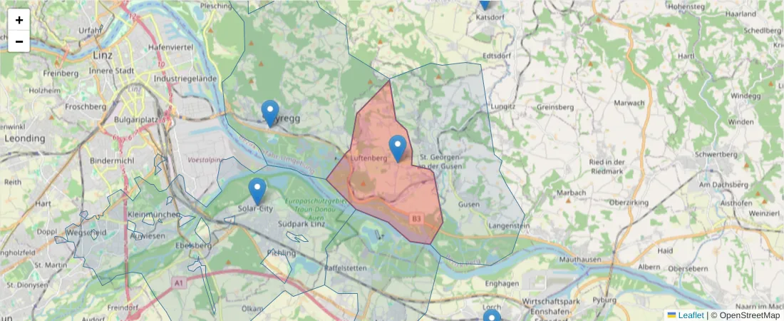 Karte des Postleitzahlen Bereichs  und der umliegenden Postleitzahlen in Deutschland