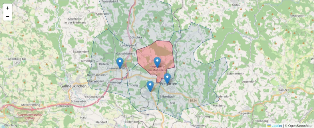 Karte des Postleitzahlen Bereichs  und der umliegenden Postleitzahlen in Deutschland