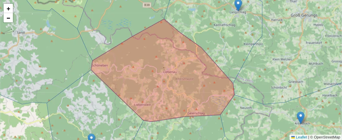 Karte des Postleitzahlen Bereichs  und der umliegenden Postleitzahlen in Deutschland