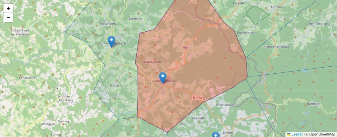 Karte des Postleitzahlen Bereichs  und der umliegenden Postleitzahlen in Deutschland