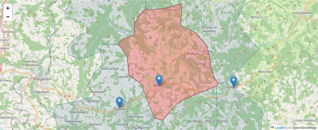 Karte des Postleitzahlen Bereichs  und der umliegenden Postleitzahlen in Deutschland