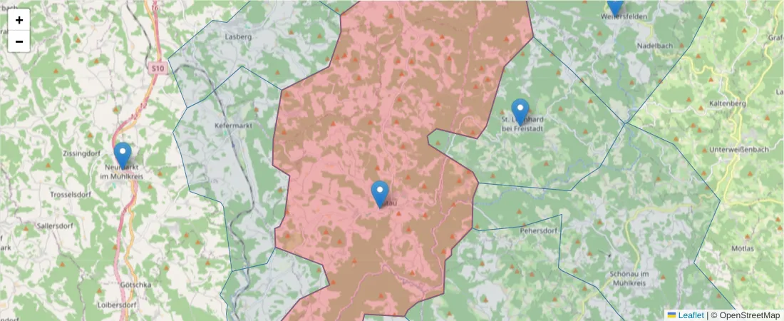 Karte des Postleitzahlen Bereichs  und der umliegenden Postleitzahlen in Deutschland