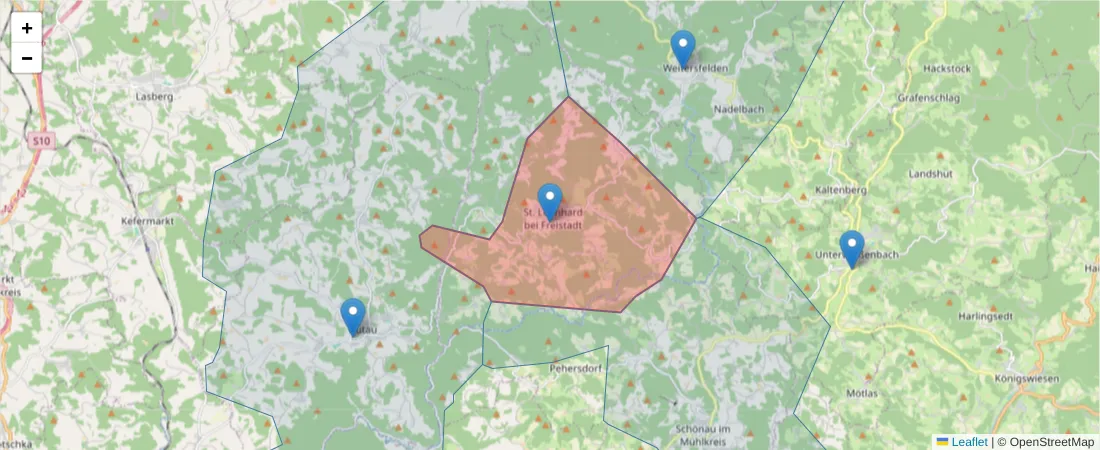 Karte des Postleitzahlen Bereichs  und der umliegenden Postleitzahlen in Deutschland