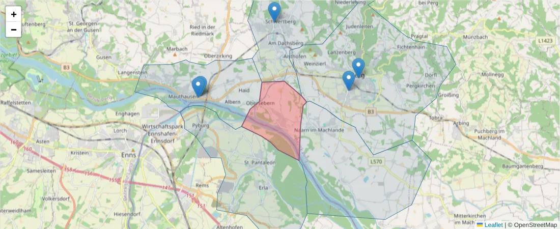 Karte des Postleitzahlen Bereichs  und der umliegenden Postleitzahlen in Deutschland
