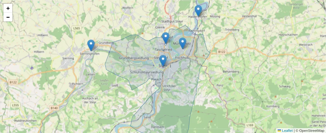 Karte des Postleitzahlen Bereichs  und der umliegenden Postleitzahlen in Deutschland