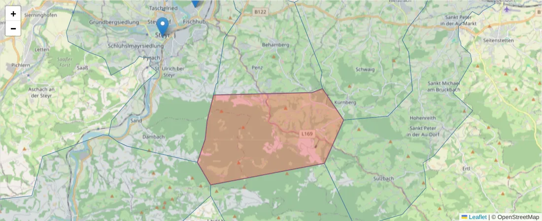 Karte des Postleitzahlen Bereichs  und der umliegenden Postleitzahlen in Deutschland