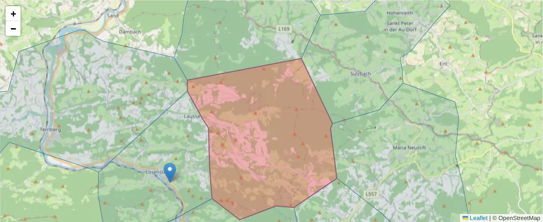 Karte des Postleitzahlen Bereichs  und der umliegenden Postleitzahlen in Deutschland