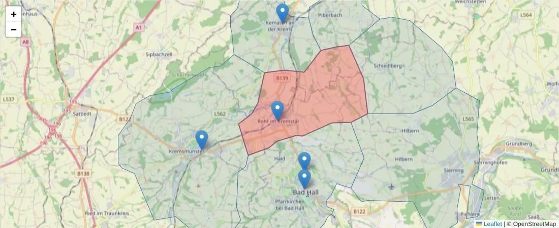 Karte des Postleitzahlen Bereichs  und der umliegenden Postleitzahlen in Deutschland