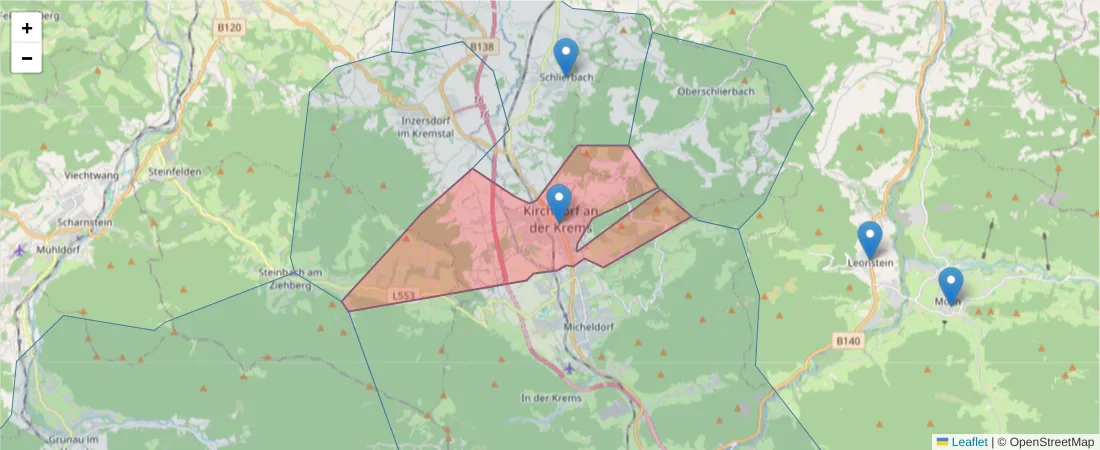 Karte des Postleitzahlen Bereichs  und der umliegenden Postleitzahlen in Deutschland