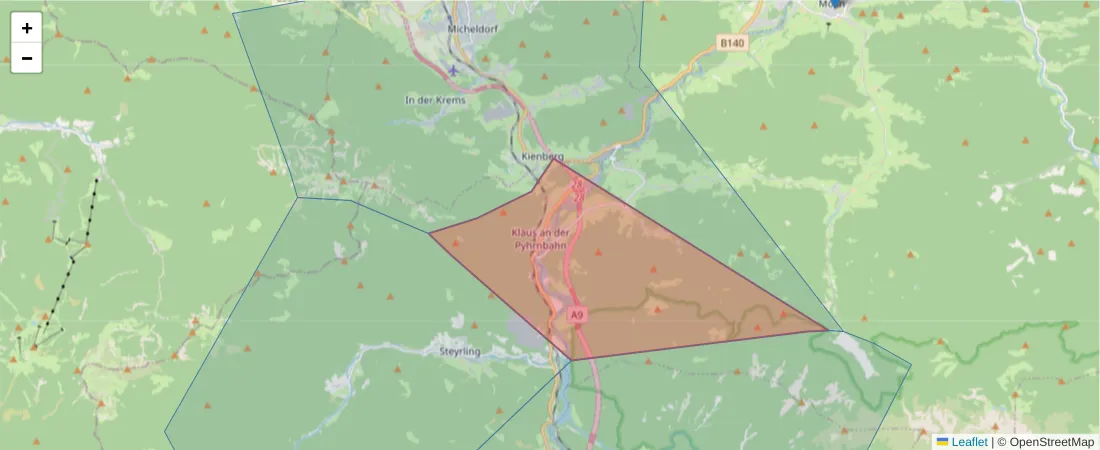 Karte des Postleitzahlen Bereichs  und der umliegenden Postleitzahlen in Deutschland