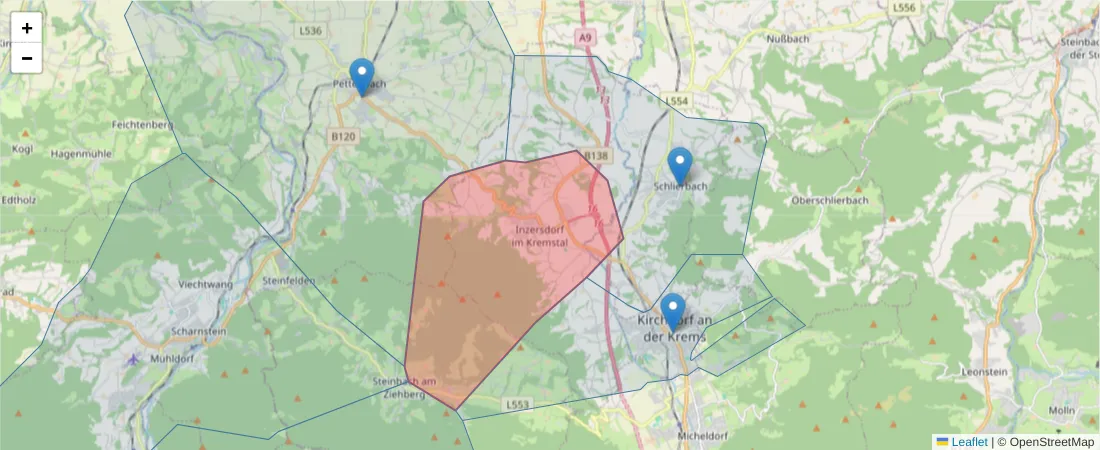 Karte des Postleitzahlen Bereichs  und der umliegenden Postleitzahlen in Deutschland