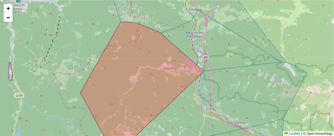 Karte des Postleitzahlen Bereichs  und der umliegenden Postleitzahlen in Deutschland