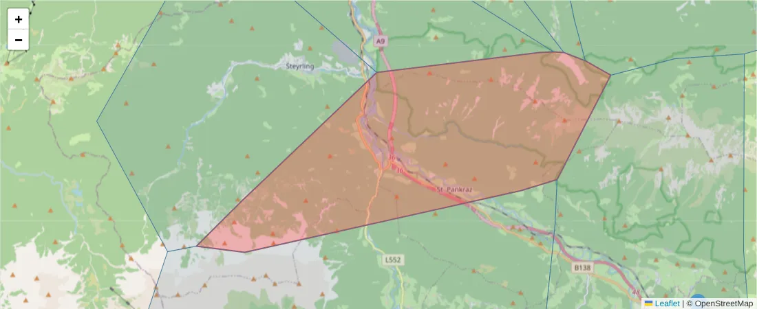 Karte des Postleitzahlen Bereichs  und der umliegenden Postleitzahlen in Deutschland