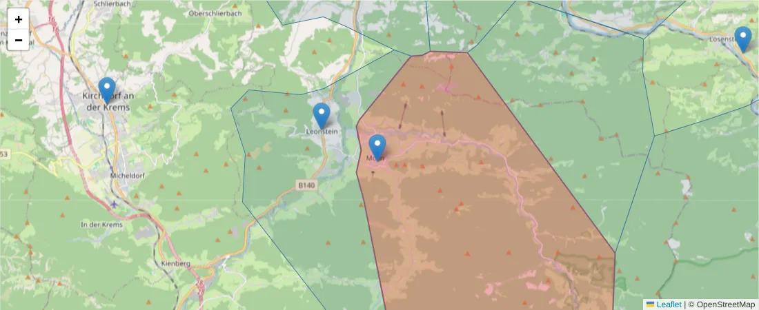 Karte des Postleitzahlen Bereichs  und der umliegenden Postleitzahlen in Deutschland