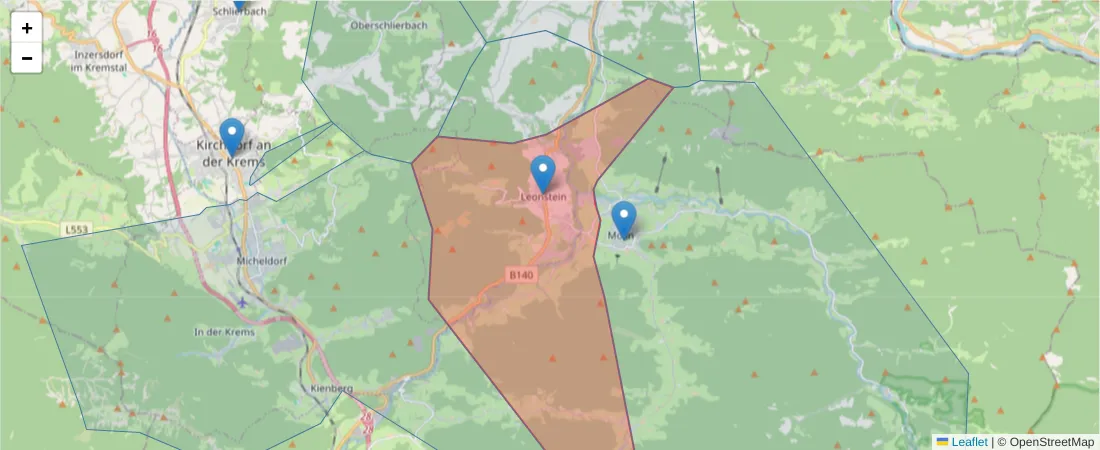 Karte des Postleitzahlen Bereichs  und der umliegenden Postleitzahlen in Deutschland