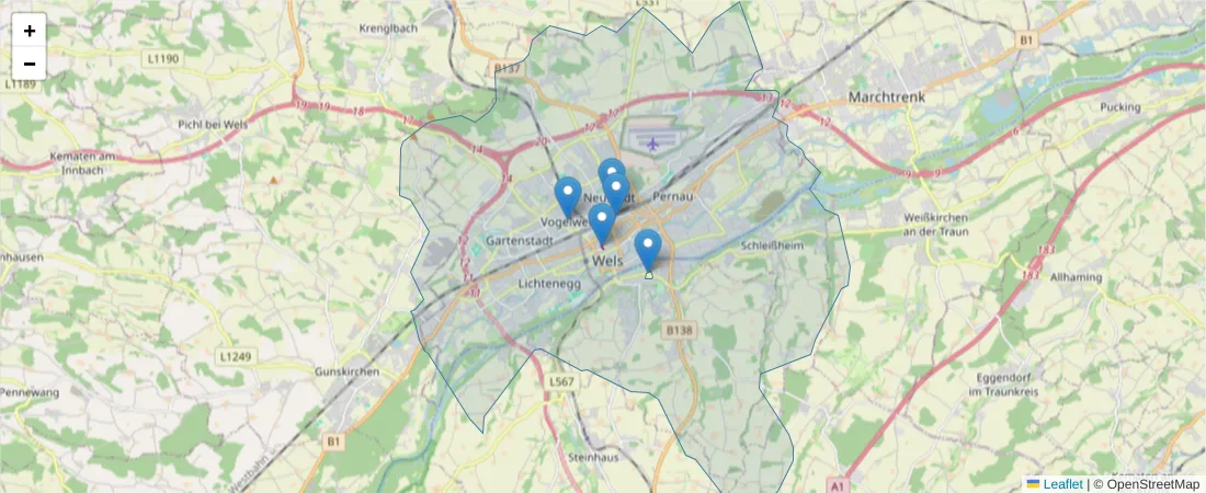 Karte des Postleitzahlen Bereichs  und der umliegenden Postleitzahlen in Deutschland