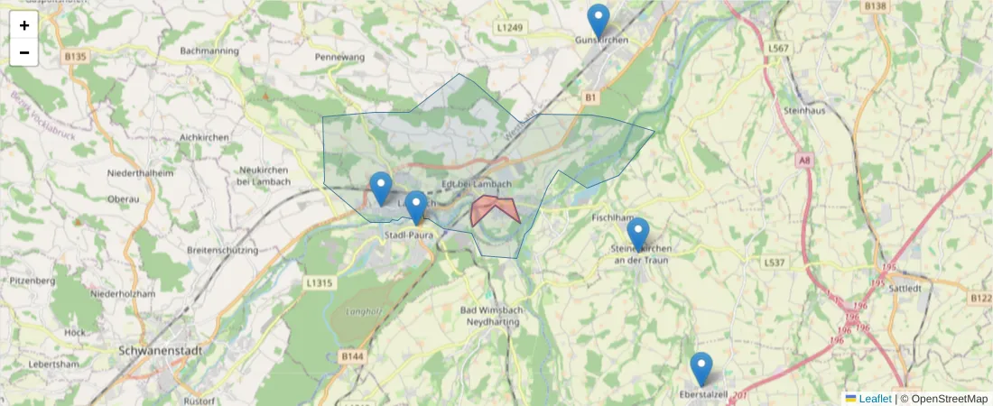 Karte des Postleitzahlen Bereichs  und der umliegenden Postleitzahlen in Deutschland