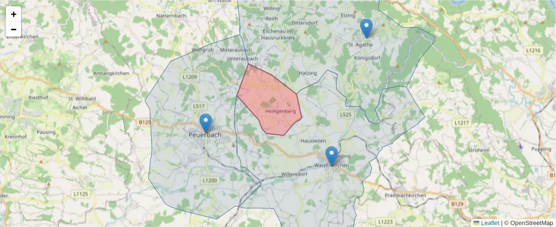 Karte des Postleitzahlen Bereichs  und der umliegenden Postleitzahlen in Deutschland