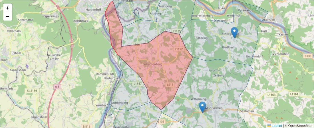 Karte des Postleitzahlen Bereichs  und der umliegenden Postleitzahlen in Deutschland