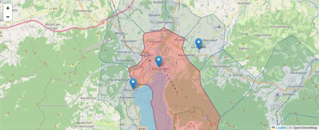 Karte des Postleitzahlen Bereichs  und der umliegenden Postleitzahlen in Deutschland