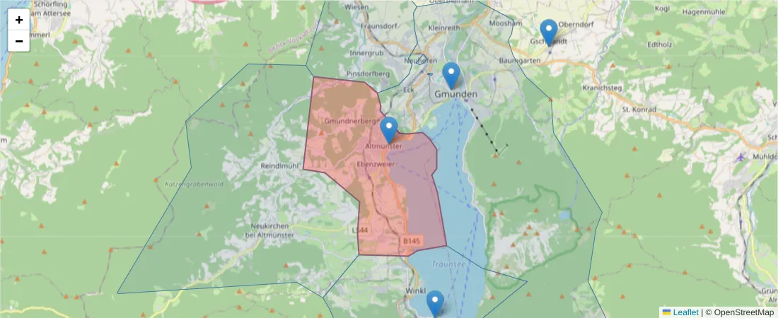 Karte des Postleitzahlen Bereichs  und der umliegenden Postleitzahlen in Deutschland