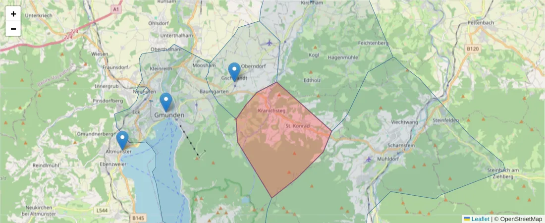 Karte des Postleitzahlen Bereichs  und der umliegenden Postleitzahlen in Deutschland