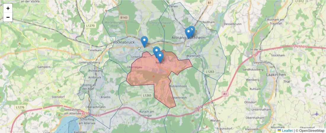 Karte des Postleitzahlen Bereichs  und der umliegenden Postleitzahlen in Deutschland
