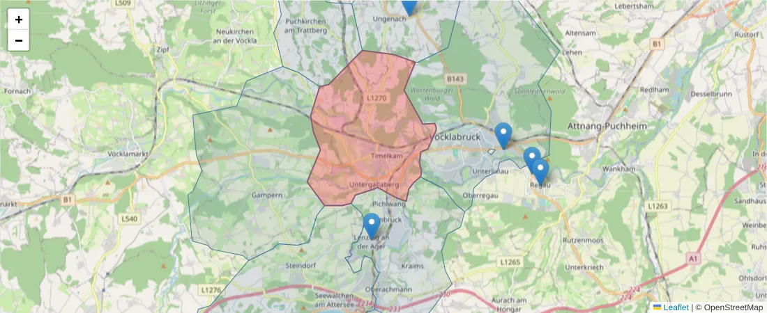 Karte des Postleitzahlen Bereichs  und der umliegenden Postleitzahlen in Deutschland