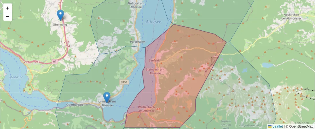 Karte des Postleitzahlen Bereichs  und der umliegenden Postleitzahlen in Deutschland