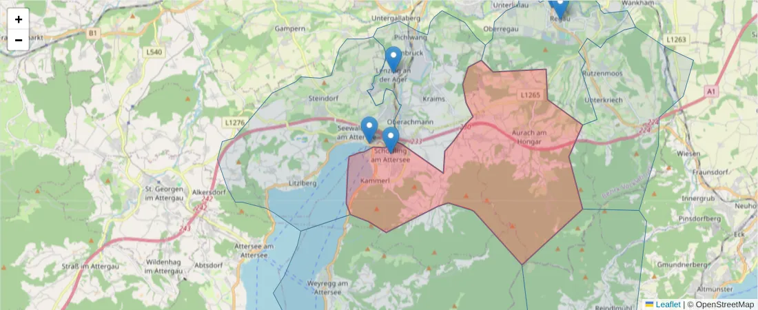 Karte des Postleitzahlen Bereichs  und der umliegenden Postleitzahlen in Deutschland