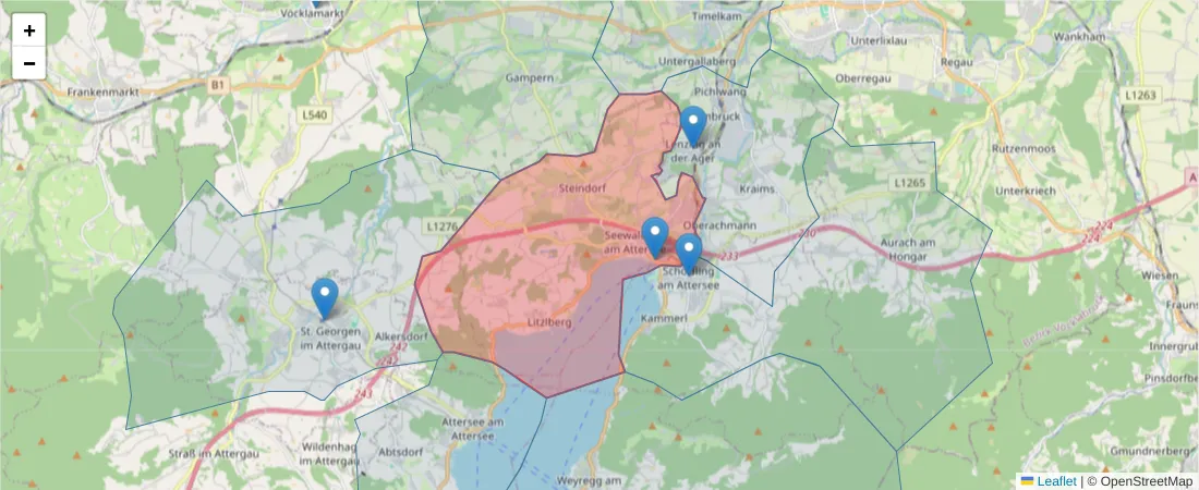 Karte des Postleitzahlen Bereichs  und der umliegenden Postleitzahlen in Deutschland