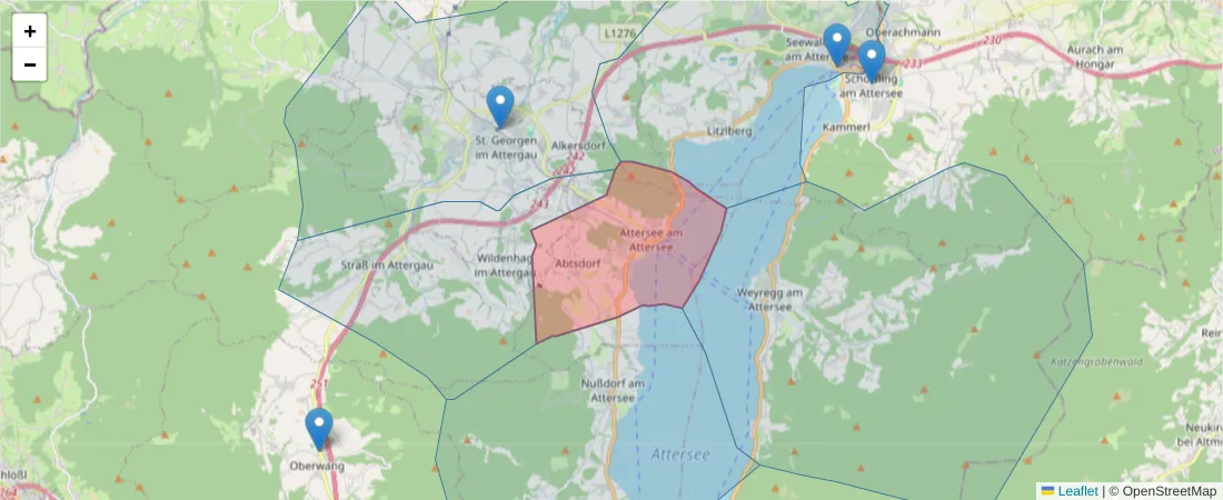 Karte des Postleitzahlen Bereichs  und der umliegenden Postleitzahlen in Deutschland
