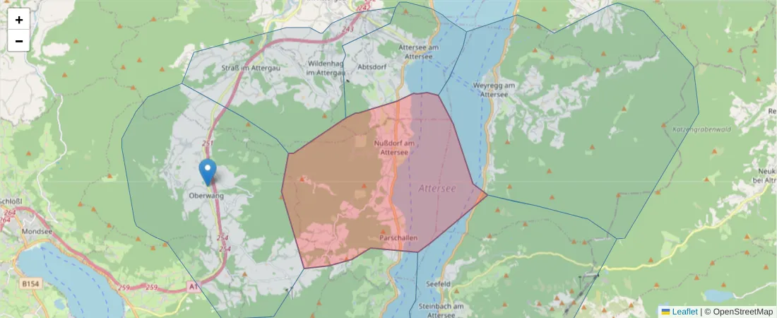 Karte des Postleitzahlen Bereichs  und der umliegenden Postleitzahlen in Deutschland