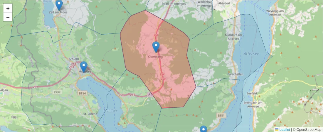 Karte des Postleitzahlen Bereichs  und der umliegenden Postleitzahlen in Deutschland