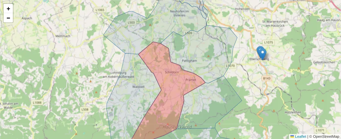 Karte des Postleitzahlen Bereichs  und der umliegenden Postleitzahlen in Deutschland