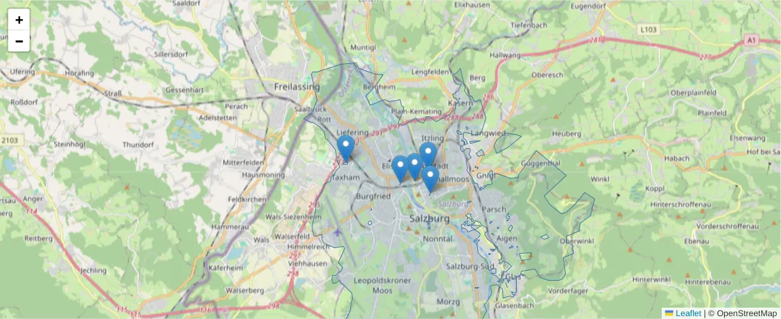 Karte des Postleitzahlen Bereichs  und der umliegenden Postleitzahlen in Deutschland