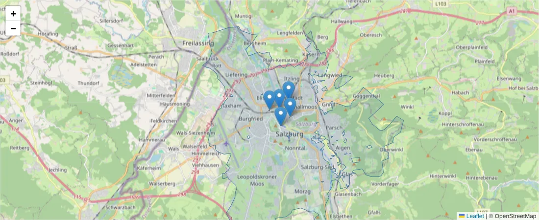 Karte des Postleitzahlen Bereichs  und der umliegenden Postleitzahlen in Deutschland