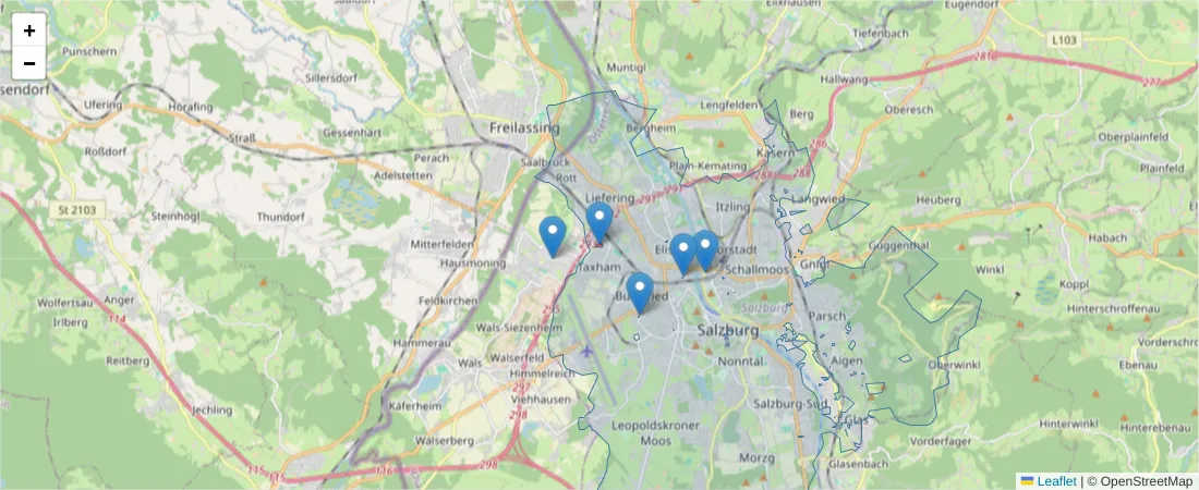 Karte des Postleitzahlen Bereichs  und der umliegenden Postleitzahlen in Deutschland
