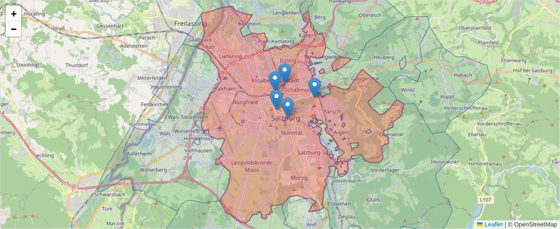 Karte des Postleitzahlen Bereichs  und der umliegenden Postleitzahlen in Deutschland