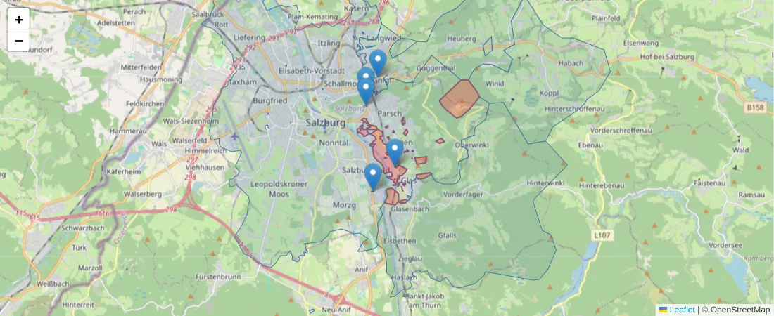 Karte des Postleitzahlen Bereichs  und der umliegenden Postleitzahlen in Deutschland