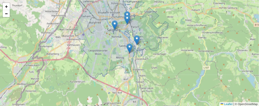 Karte des Postleitzahlen Bereichs  und der umliegenden Postleitzahlen in Deutschland