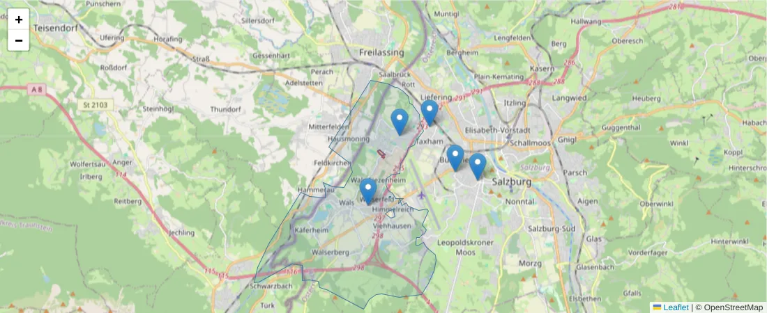 Karte des Postleitzahlen Bereichs  und der umliegenden Postleitzahlen in Deutschland