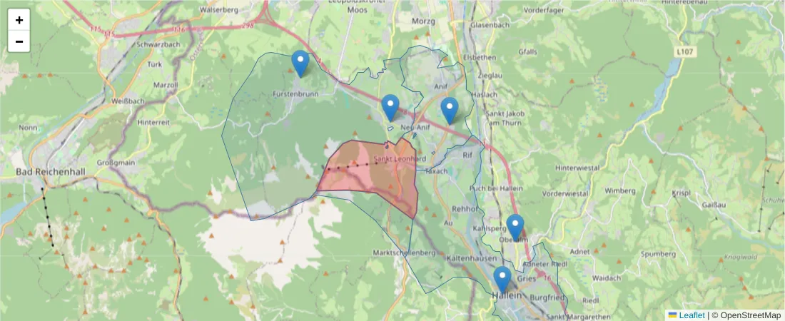 Karte des Postleitzahlen Bereichs  und der umliegenden Postleitzahlen in Deutschland